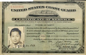 Lawrence Paik's U.S. Coast Guard certificate of service
