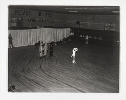 Skaters in dog costumes in the Skating Revue of 1957, Santa Rosa, California, April, 1957