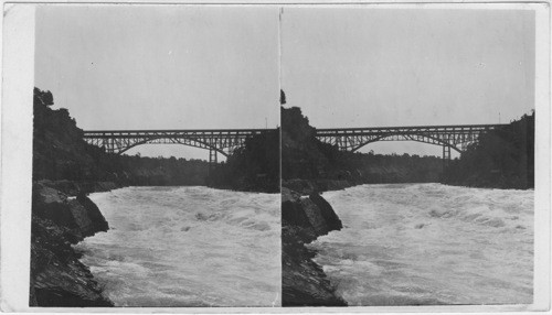 The Whirlpool Rapids Niagara raging river & Cantilever bridge. Niagara