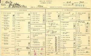 WPA household census for 420 N BUNKER HILL, Los Angeles