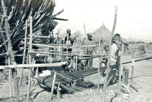 Ethiopia, the Bale Province. From the Melka Oda Camp, April 1979. Construction of the resettlem