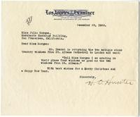 Letter from H. O. Hunter to Julia Morgan, December 23, 1929