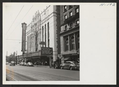 The residents of Indianapolis are for the most part amusement lovers. The city boasts dozens of theaters, both legitimate and movie. One of the latter is the Indiana, shown here. Photographer: Mace, Charles E. Indianapolis, Indiana