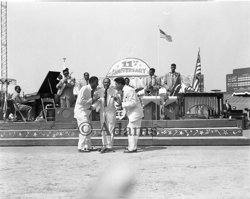 Performers on stage, Los Angeles, 1955