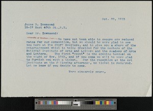 Hamlin Garland, letter, 1913-10-29, to James B. Townsend
