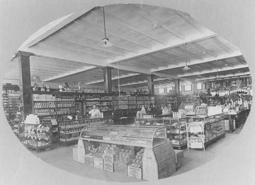 Ehlen & Grote Company grocery and general merchandise department, Orange, California, 1909