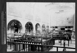 Display cases in main hall of Whitewright Institute, Jinan, Shandong, China, 1947