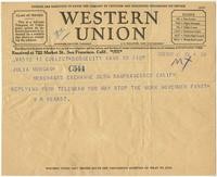 Telegram from William Randolph Hearst to Julia Morgan, October 10, 1930