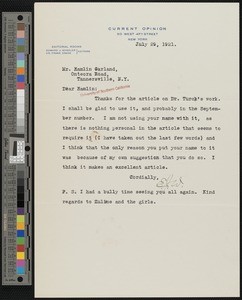 Edward J. Wheeler, letter, 1921-07-29, to Hamlin Garland