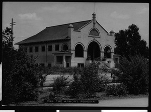 Exterior view of the Armory in Pomona, which doubled as the headquarters for the Salvation Army and the Second Street Park, ca.1900
