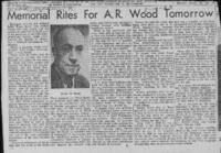 Memorial rites for A. R. Wood tomorrow