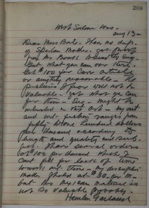 Hamlin Garland, letter, 1904-08-13, to Miss Bate