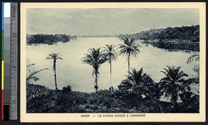 Wide view of the Ogooue River, Lambaréné, Gabon, ca.1900-1930