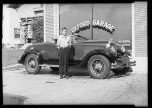 Wreck of Chrysler roadster, Oxford Garage, Southern California, 1931