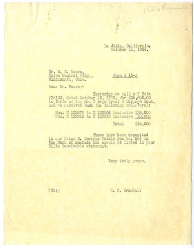 W.C. Crandall's Letter to H.E. Neave, 1934 October 11