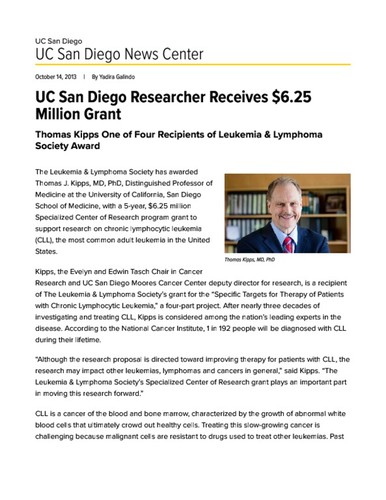 UC San Diego Researcher Receives $6.25 Million Grant