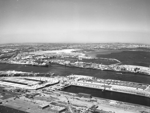 Los Angeles Harbor and Terminal Island, looking northeast