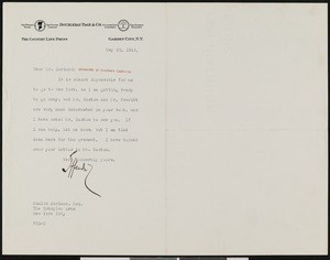 Frank Nelson Doubleday, letter, 1916-05-25, to Hamlin Garland