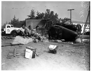 Truck overturns--Sherman Way and Sherman Circle (Van Nuys), 1951