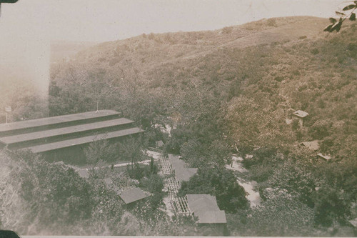 Tabernacle area with classrooms in the foreground, Temescal Canyon, Calif