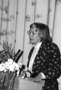 Else Hvidtfelt at the annual meeting in Hammerum 1991 (she is a former daughter to a missionary