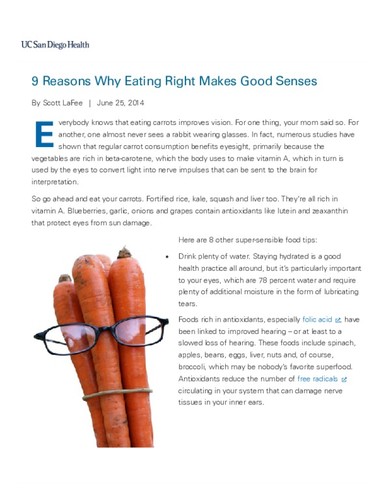 9 Reasons Why Eating Right Makes Good Senses