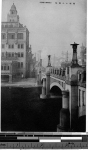 Bridge and city view, Japan, ca. 1920-1940