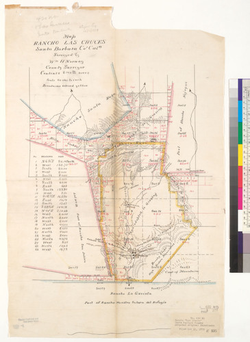 Map, Rancho Las Cruces : Santa Barbara Co., Cala. / surveyed by Wm. H. Norway, County Surveyor