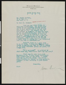 Wallace Heckman, letter, 1921-03-25, to Hamlin Garland