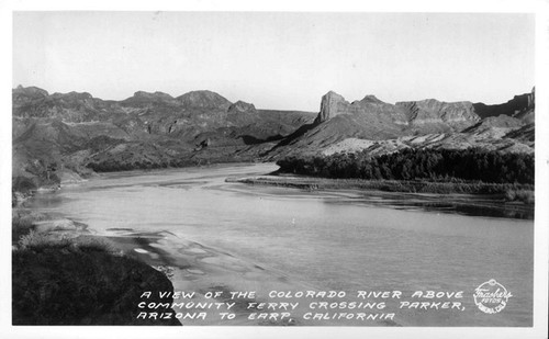 A View of the Colorado River above Community Ferry Crossing Parker, Arizona to Earp, Californai