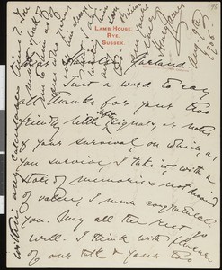 Henry James, letter, 1906-08-09, to Hamlin Garland