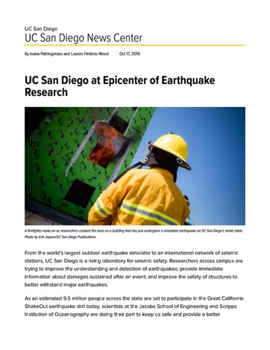 UC San Diego at Epicenter of Earthquake Research