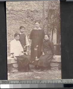 Martha Wiley with three Chinese women, Fuzhou, Fujian, China, ca. 1920