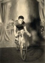 Studio portrait of cyclist, possibly Vince Gatto
