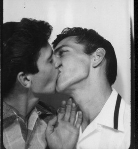 Young men in photo booth