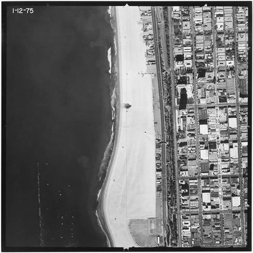 Aerial survey of Santa Monica beaches and coastline north to south from Santa Monica Canyon to the Santa Monica Pier (Image #5, 1 inch=500 feet) flown January 12, 1975