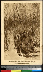 Missionary father hunting rabbits, Canada, ca.1920-1940