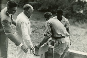 Laying of the first stone of the youth club, in Libreville, Gabon