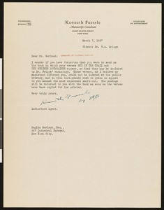 Kenneth Fuessle, letter, 1927-03-07, to Hamlin Garland