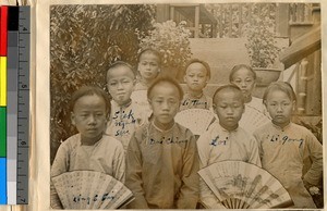 The third year class at the Boys' Boarding School at Ing Hok, Ing Tai, Fujian, China, 27 October 1906