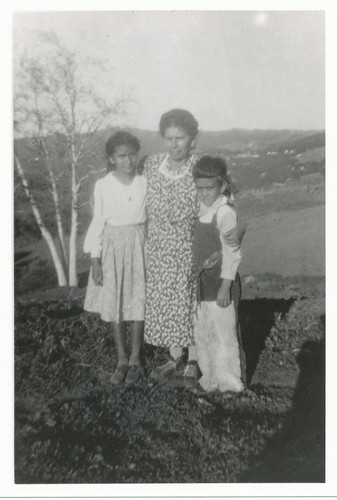 Rose Wiley with her mother and brother at the Trujillo Ranch, Topanga, California