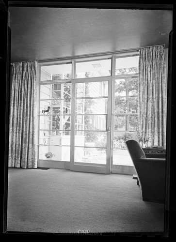 Gordon, Elizabeth, residence. Glass door and Interior