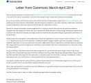 Letter from Claremont, March - April 2014