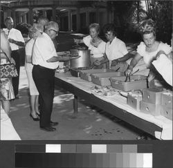 Italian Swiss Colony food line at Villa Sbarbaro event in Asti, California, July 21, 1968