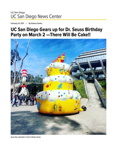UC San Diego Gears up for Dr. Seuss Birthday Party on March 2 —There Will Be Cake!!