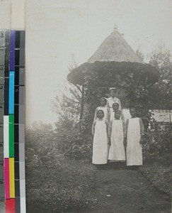 Ragnhild Soerensen and six Malagasy nurses, Antsirabe, Madagascar, ca.1919