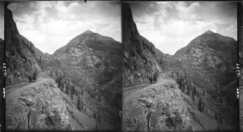 Famous road from Ouray to Silverton, looking S.E. to Mt. Abram (12,6000 ft.) Colo