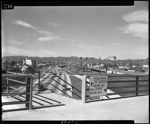 Hollywood freeway from Vermont Street overpass looking west, Hollywood, 1955