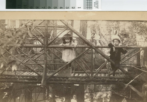 Irene and Walter Coffin on a bridge over Cascade Creek
