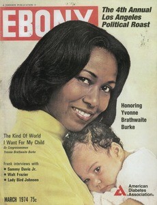 Cover of Ebony, featuring Yvonne Brathwaite Burke, 1974